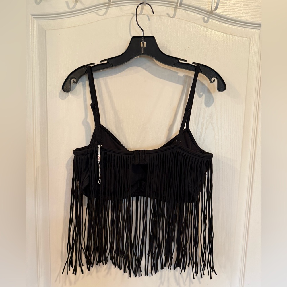 COCO RAVE black Fringe Underwire Bikini Top size XL 38 D-Cup new w/o tags - Picture 2 of 5